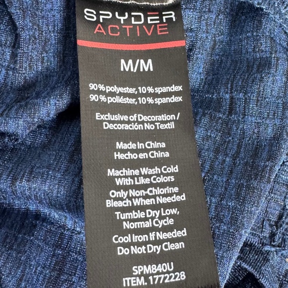 Spyder Active Mens Dark Royal Blue Quarter Zip Long Sleeve Shirt Sz M - Picture 6 of 7